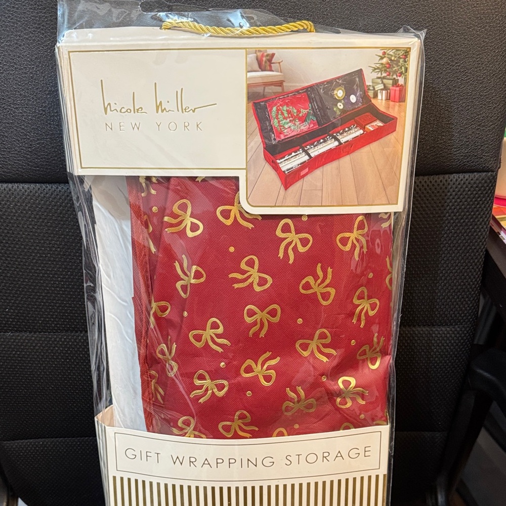 Nicole Miller Red and Gold Gift Wrap Organizer